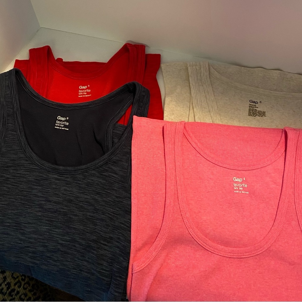 DEAL!! GAP Women's Tank Tops - Vibrant Red, Black, Pink, and off White